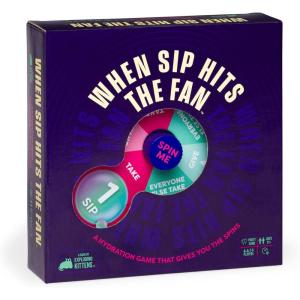 image:imageExploding Kittens When Sip Hits the Fan 28 Players  Ages 21  10 Minutes to Play  Drinking Game with Spinner  Party Game Adult Game Night Drinking Card Game