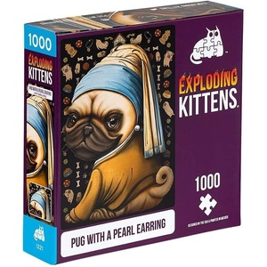 image:imagePug with a Pearl Earring Jigsaw Puzzle by Exploding Kittens  1000 Pieces Jigsaw Puzzle for Adults Teens and Kids  Dog Puzzle Funny Puzzle Art Puzzle