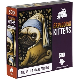 image:imagePug with a Pearl Earring Jigsaw Puzzle by Exploding Kittens  500 Pieces Jigsaw Puzzle for Adults Teens and Kids  Dog Puzzle Funny Puzzle Art Puzzle